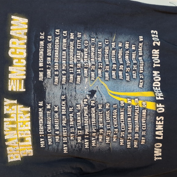 Tim McGraw 2013 Two Lanes of Freedom tour tee men's medium - Picture 5 of 5